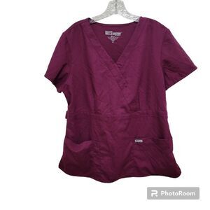 Womens Greys Anatomy Stretch Scrub Top  Red Size XL